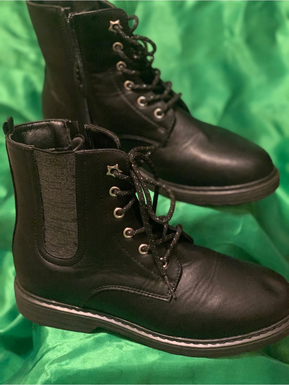 SO Roxana Girl’s Black Lace-Up Combat Ankle Boots